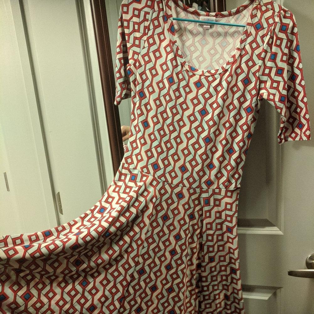LuLaRoe abstract Nicole red and white dress small